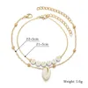 Gold Color Chain Double Layers Shell Letter Beads Anklet Women Foot Jewelry