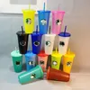 Starbucks temperature-sensitive color mug with straw fashion summer new transparent plastic