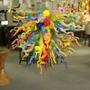 Hand Blown Glass Chandelier 28 by 20 Inches Contemporary Hanging Lamp Multi Color Lighting for Office Living Room Dining Room