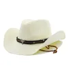 Unisexe extérieur large bord Cowboy chapeau de paille couleur unie mode Protection solaire chapeau de plage casquette d'été