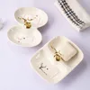 Soap Dishes In 1 White Ceramic Holder With Gold Portable Handle Self Draining Sink Sponge Dish Bathroom Storage OrganizerSoap