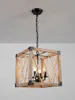 Lampes suspendues American Country Square Wood Lights Bar Restaurant Salon Silencieux Ancien Chandelier Chambre Hanging LightsPendentif