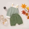 Babykläder set stickade nyfödda flickor pojkar tröja väst korta mode prickar småbarn spädbarn kläder kostym långärmad kläder A3037572