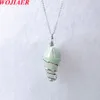 Natural Crystal Stone Halsband f￶r m￤n Kvalitet Spiral Cone P￤rlor Pendanter Kvinnor Fashion Rostfria kedja Lucky Jewelry Bo987