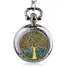 Pocket Watches Fashion Silver Tree Of Life Quartz Watch Necklace Pendant Women Men Jewelry WatchPocket