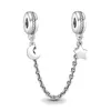 925 Silber Perlen Charms für Pandora Charm Armbänder Designer für Frauen Sicherheitskette Mond Blume Blätter Schmetterling