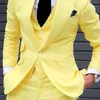 Мужские костюмы Blazers Yellow Slim Fit Casual Men For Singer 3 Piece Groom Tuxedo Prom Stage Man Fashion Wedding Costume Butt