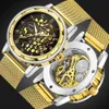 SAS Luxury Brand Fashion's Fashion Honeycomb Skeleton Hollow Mechanical Orologi in acciaio inossidabile Bracciale Abito da business orologio