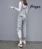 Womens Jumpsuits Rompers Women Print Cartoon Denim Jumpsuit Overalls Hole Loose Beaded Jean Pants Female Plus Size Casual Long