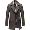 Herren Wollmischungen Drop Popest Britischer Stil Jacke Herren Winter Dicker Wollmantel Abnehmbarer Schal Langer Trenchcoat T220810