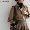コーヒーブラウス女性春秋のカジュアルな色の色の長袖シャツ女性韓国の緩いシャツOLスタイルのワークウェアプラスサイズS-XL 220407