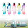 1000 ml stor kapacitet vattenflaskor gratis motivation med tidsmarkör fitness kannor gradient färg plastkoppar utomhus frostad vattenflaska FY5016 0530