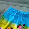 Men's Shorts 2021 Tie Dye Dancing Bears Shorts Men Women High Quality Foaming Print Shorts Multicolor Breeches Drawstring Slightly Looose T220825