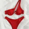 Sexy Bikinis Swimsuits Cut Out Womens Swimwear One Shoulder Biquini High Cut Bathing Suits Push Up Beach Bikini Set 220527