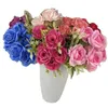 En faux blomma våren rosa 7 huvuden/gäng simulering rosplastillbehör för bröllop hem dekorativa konstgjorda blommor