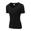 Йога наряд женщин v Шея футболка Quick Dry Sports Pro, пробегая топ в спортзале для похудения бодибилдинга, тренировочные тренировки Tee Custom Logo