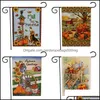 Banner vlaggen Feestelijke feestbenodigdheden Home Garden Danksgiving Decoraties vlag Zonnebloemen Pompoenen Fruit Cat Patroon Tweezijdig printverbod