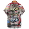 Casual shirts vintage Hawaiian Mens Shirt 3d auto print korte mouw voor mannen klassieke tee kleding oversized racing camisamens2024
