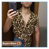 Incerun sommar mode skjorta män leopard tryck kort ärm lapel hals hawaiian strand toppar streetwear skjortor män kamisor hombre 220623