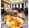 Custom photo flooring wallpaper 3d Wall Stickers Modern fire burning flame crack 3D floor painting walls papers home decoration