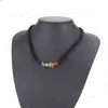 Collana con pietre scheggiate schiacciate a 7 chakra naturali Collana con cordoncino di velluto nero Collane con ghiaia di cristallo per gioielli di moda da donna Will e Sandy