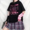 Harajuku ample surdimensionné t-shirt Anime dessin animé imprimé à manches courtes femmes noir Streetwear vintage vêtements hauts 220602