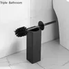 Square Round Space Aluminum Toilet Brush Floor-standing with Base Soft Fur Cleaning Brushes Bathroom Accessories Clean Tool 220511