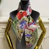 Cachecol quadrado feminino de boa qualidade 100% sarja material de seda estampado flores padrão de pássaro tamanho 90cm-90cm