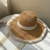 OMEA Summer Straw Lace Beach s Women Coreano Corda antivento Viaggi a tesa larga Sun Elegante Lolita Cappello a secchiello Holiday
