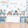 Pegatinas de pared de conducción de animales de dibujos animados para habitación de niños, dormitorio, sala de estar, Fondo de pared, decoración del hogar, pegatina de esquina 220613
