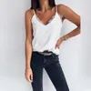 Svartvita kvinnor Vest Top V Neck Lace Spaghetti Strap Tank Topps Casual ärmlösa skjortor Blus Camisetas Tirantes Mujer 220607