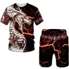 Flying Dragon 3D Printed Herr Tshirts Set Mans TracksuitTopsShorts Sportswear Cool Short Sleeve Summer Man Suit 220704
