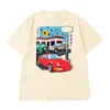 21ss Bahar Yaz Unisex Araba T Shirt ABD Sıkıntılı Vintage Tee Kaykay Erkekleri Kadın Yüksek Sokak Moda Hip Hop Tshirt Yeni Color337c