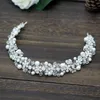 Handgjorda Pearl Crystal Twisted Bead Soft Chain Hair Band Alloy Diamond Crown Bridal Headwear