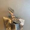 Sandali Tacchi alti in argento per sandali da sposa Décolleté da donna estivi Scarpe da principessa con tacco in cristallo da 8,5 cmSandali