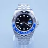 ST9 SUPER U1 MEN 3866 시계 자동 운동 배트걸 블랙 블루 세라믹 사카이어 다이얼 마스터 2 Jubilee Bracelet Wristwatch Mens Watch Reloj Batman Limited