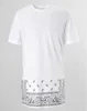 T-shirts T-shirts Zomer Tops Extended West-versie verlengen T-shirts Paisley Bandana Print Tee Onzichtbare Rits Mode Korte Mouw voor de mens