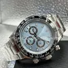 Montre de Luxe Watch Men's Automatic Black Ceramic Ring VK Quartz Watch 40mm 904L All rostfritt stål Vit skivarmband vikbar spänne lysande safir aaa klockor