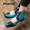 3848 스 플라이 싱 옥스포드 부츠 Misalwa High Top PU 가죽 트렌드 캐주얼 신발 녹색 브라운 영국 파티 패션 남자 부츠 빈티지 220720