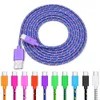 Color Braided Data Cable 1M 2M 3M Usb Extension Cables For Samsung Huawei Xiaomi HTC Oppo Vivo Realme Android Phone USB Micro