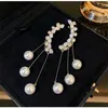 Dangle & Chandelier Korean Trendy Exquisite Zircon Tassel Long Pearl Earrings Jwellery Women 2022Dangle