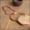 Beaded Strands Bracelets Jewelry Beaded Handmade Tibetan Buddhist Braided Cotton Copper Beads Lucky Rope Bracelet Bangles T Dh13V