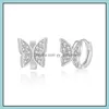 Hoop Hie kolczyki biżuteria Butterfly Sier Gold Ear For Women Elegancka słodka Korea Design Drop dostawa 2021 A3VJK