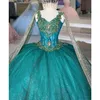 Neue Grüne Luxus Quinceanera Kleider 2022 Für Süße 15 Mädchen Perlen Kristall Korsett Prinzessin Kleider Geburtstag Party Prom Kleid