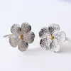 Flower Napkin Rings Serviette Buckle Gold Silver Round Holder White Wedding Hotel Tafel Diner D13945