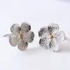 Flower Napkin Rings Serviette Buckle Gold Silver Round Holder White Wedding Hotel Table Dinner D13945