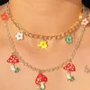 Charms 10Pcs Colorful Alloy Drop Oil Mushroom Flower Pendant Cute Plant Jewelry Making Earrings Necklace Accessories WholeChar2987