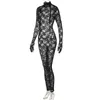 Dames Jumpsuits Rompertjes Dames Kleding 2022 Lente En Zomer Sexy Zwart Kant Lange mouw Met Handschoenen Doorzichtige Jumpsuit Bodycon Clubw