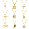 20 Styles Punk Hip-hop lettre plein diamant collier pendentif pour hommes plaqué colliers pendentifs rappeur bijoux accessoires