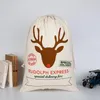 24h Ship Christmas Gift Bag Party Supplies With Reindeer Santa Claus Sack Cotton Environmental Protection Bundle Mouth Canvas Moose Package Decorations FY4909